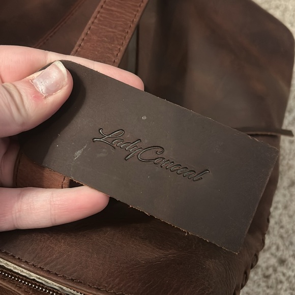 Concealed Carry Reagan Medium Leather Tote by Lady Conceal Dark Mahogany - Picture 11 of 11